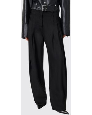 IRO Pantalón Palazzo Plisado De Pierna Ancha Y Talle Alto En Mezcla De Algodón - Negro
