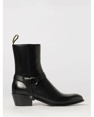 Fendi Double O Squared-Toe Calf Leather Cowboy Boots - Black