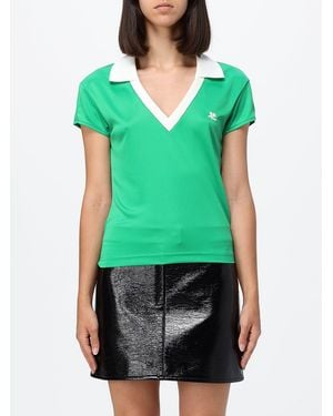 Courreges Courr&Egrave	Ges Slim Fit Polyester Polo T-Shirt With Contrast Piping - Green