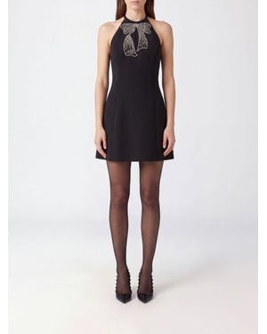 Valentino Garavani Halter Neck Wool And Silk Mini Evening Dress - Black