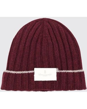 Brunello Cucinelli Ribbed Pure Cashmere Beanie With Cuff - Red