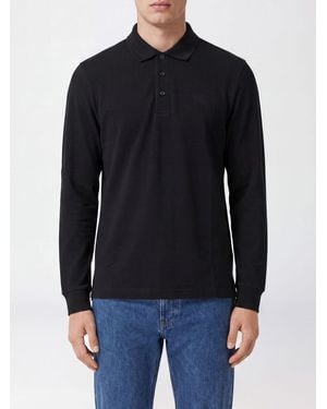 Burberry Ekd Logo Slim Fit Long-Sleeved Cotton Polo - Blue