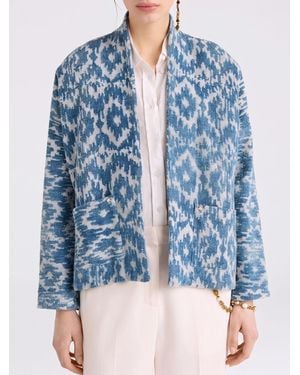 Momoní Momon&Igrave Cotton Kimono Jacket With Fringes - Blue