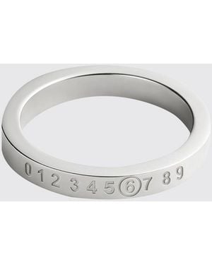 MM6 by Maison Margiela Engraved Numeric Logo Band Ring - Metallic