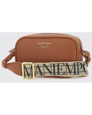Emporio Armani Borsa A Tracolla Con Logo Goffrato - Marrone