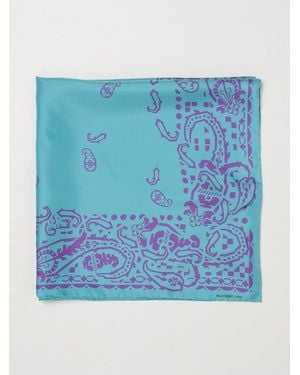 Mantero 1902 Foulard Cuadrado De Twill De Seda Con Estampado De Cachemira Abstracto - Azul