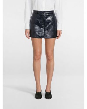 Sportmax Minifalda De Piel Sintética Con Estampado De Cocodrilo - Azul