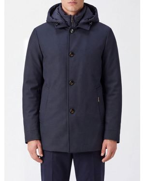 Moorer Parka Acolchada De Poliamida Con Capucha Y Cuello Alto - Azul