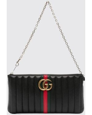Gucci Bolso De Hombro Gg Marmont De Piel De Cordero Acolchada Con Cinta Web - Blanco