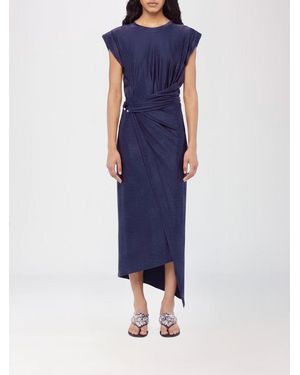 Rabanne Asymmetrical Draped Jersey Midi Dress - Blue