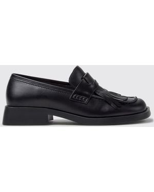 Camper Twins Smooth Leather Penny Loafers With Fringes And Xl Extralight Sole - White