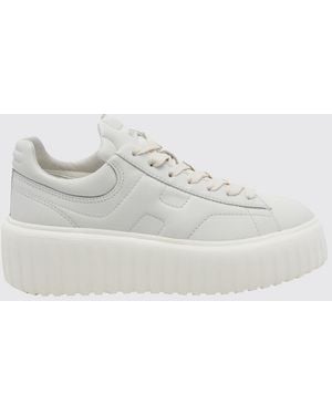 Hogan H-Stripes Plateau-Sneaker Aus Glattem Kalbsleder Mit Geprägtem Logo - Weiß