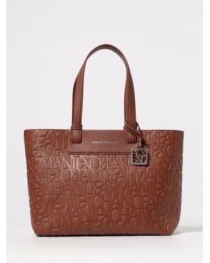 ARMANI EXCHANGE Borsa A Spalla Shopping Logata - Marrone