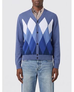 Ballantyne Diamond Pattern Cotton And Cashmere Cardigan - Blue
