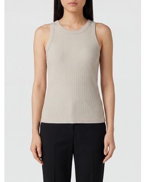 Circolo 1901 Camiseta De Tirantes De Canalé En Algodón Elástico Con Cuello Redondo - Blanco