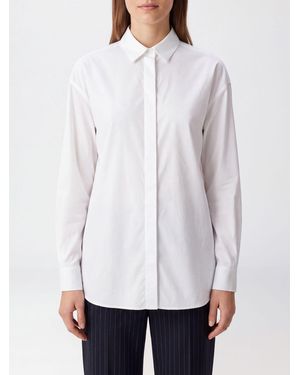 Dondup Slim Fit Cotton Shirt With French Collar And Curved Hem - White