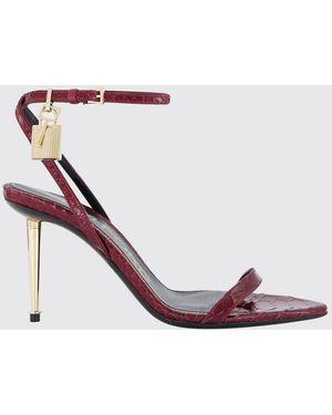 Tom Ford Padlock Python Print Leather Sandals - Pink