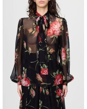 Dolce & Gabbana Dolce &Amp Gabbana Floral Print Silk Blouse - Black