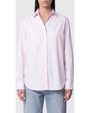 Rohe Camisa De Algodón Con Cuello Clásico Con Cierre De Botones Y Bajo Curvado - Blanco