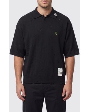 Maison Mihara Yasuhiro Worn Cotton Polo Shirt - Black