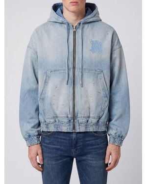 Amiri Cotton Denim Hoodie - Blue