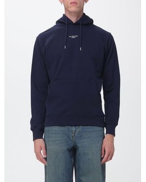Drole de Monsieur Embroidered Logo Cotton Hoodie With Kangaroo Pocket - Blue