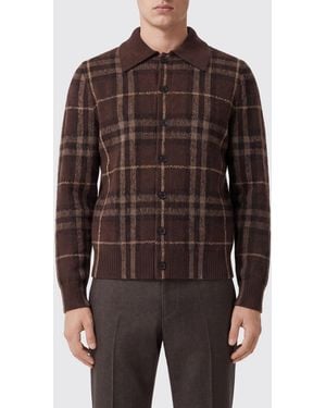 Burberry Vintage Check Cashmere Cardigan With Classic Collar - Brown