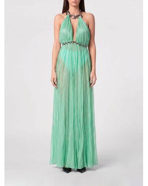 Philipp Plein Halter-Neck Long Evening Dress With Jewelled Belt - Green