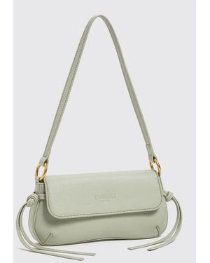 Twinset Calfskin Shoulder Bag With Tassels And Flap Closure - Green