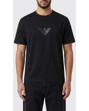 Emporio Armani Basic Cotton T-Shirt With Eagle - Black