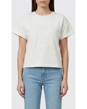 Elisabetta Franchi Cotton Blend T-Shirts With All Over Logo - Blue