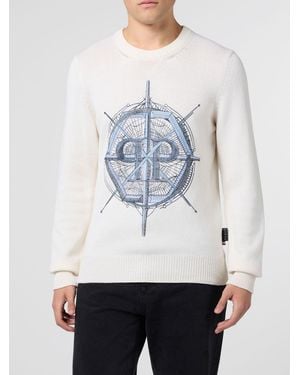 Philipp Plein Maglia A Girocollo Pp Ricamato - Grigio