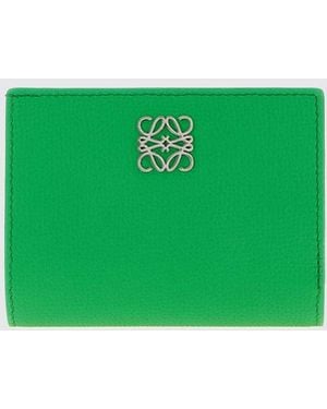 Loewe Cartera Bifold Anagram De Piel De Ternera Lisa Con Cierre A Presión - Verde