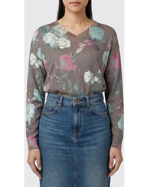 In bed with You Floral Cotton And Silk V-Neck Jumper - Grey