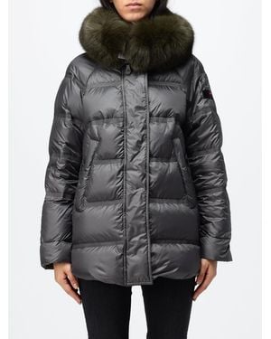 Peuterey Quilted Nylon Short Puffer Jacket With Shearling Hood - Black
