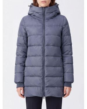 Herno A-Shape Short Water-Repellent Nylon Down Jacket With Hood - Blue