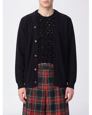 Comme des Garçons Comme Des GarÇ Ons Homme Plus Double-Layer Distressed Wool Crewneck Sweater - Blue