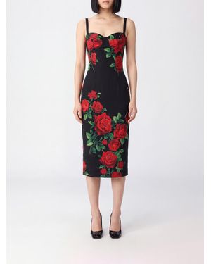 Dolce & Gabbana Dolce &Amp Gabbana Floral-Print Satin Bustier Midi Dress - Red