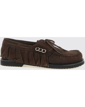 JW Anderson Suede Boat Shoes With Ruffles And A Round Toe - White