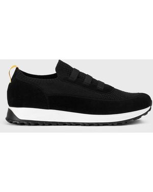 Doucal's Crochet Technical Fabric And Suede Trainers - Black