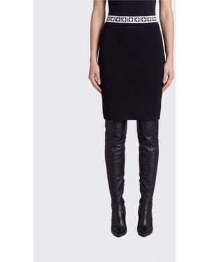 Versace Slim Fit High-Waisted Geometric Pencil Midi Skirt - Blue