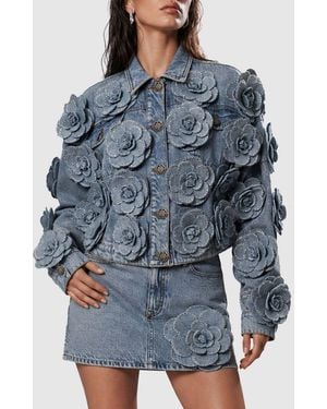 Philipp Plein Chaqueta Vaquera Corta De Corte Slim Con Bordado Floral - Azul