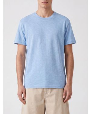Closed Crew Neck Cotton T-Shirt With A Straight Hem And Regular Shoulders - Blue