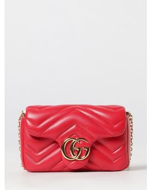 Gucci Gg Marmont Matelassé Nappa Mini Shoulder Bag - Red