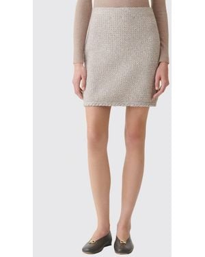 Fabiana Filippi High-Waisted Tweed Pencil Mini Skirt - Grey