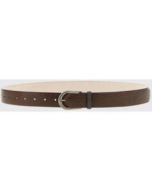 Brunello Cucinelli Calfskin Belt With Monile - White