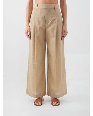 Brunello Cucinelli Cotton Poplin Wide Leg Pants - Natural