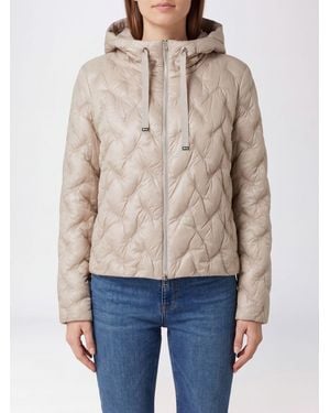 Herno Short Quilted Nylon Hooded Puffer Jacket With Zip Closure - Natural