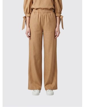 Twinset Lurex Cotton Blend Palazzo Pants - Natural