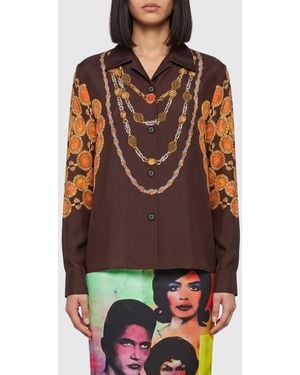 Versace Printed Silk Shirt - Brown
